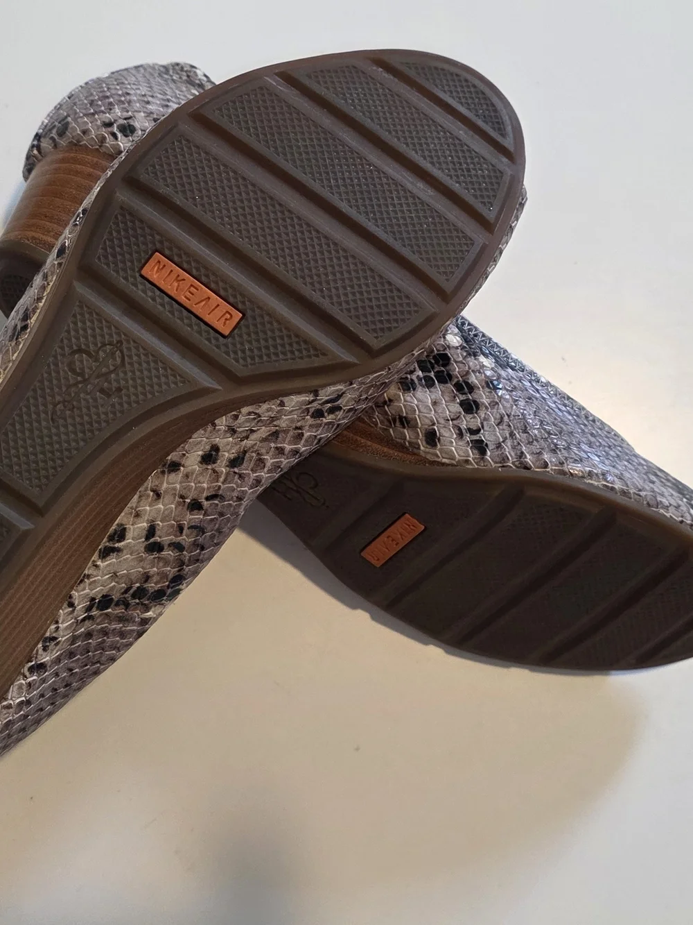 Cole Haan Women's Snake-Print Peep-Toe Flats in Brown
